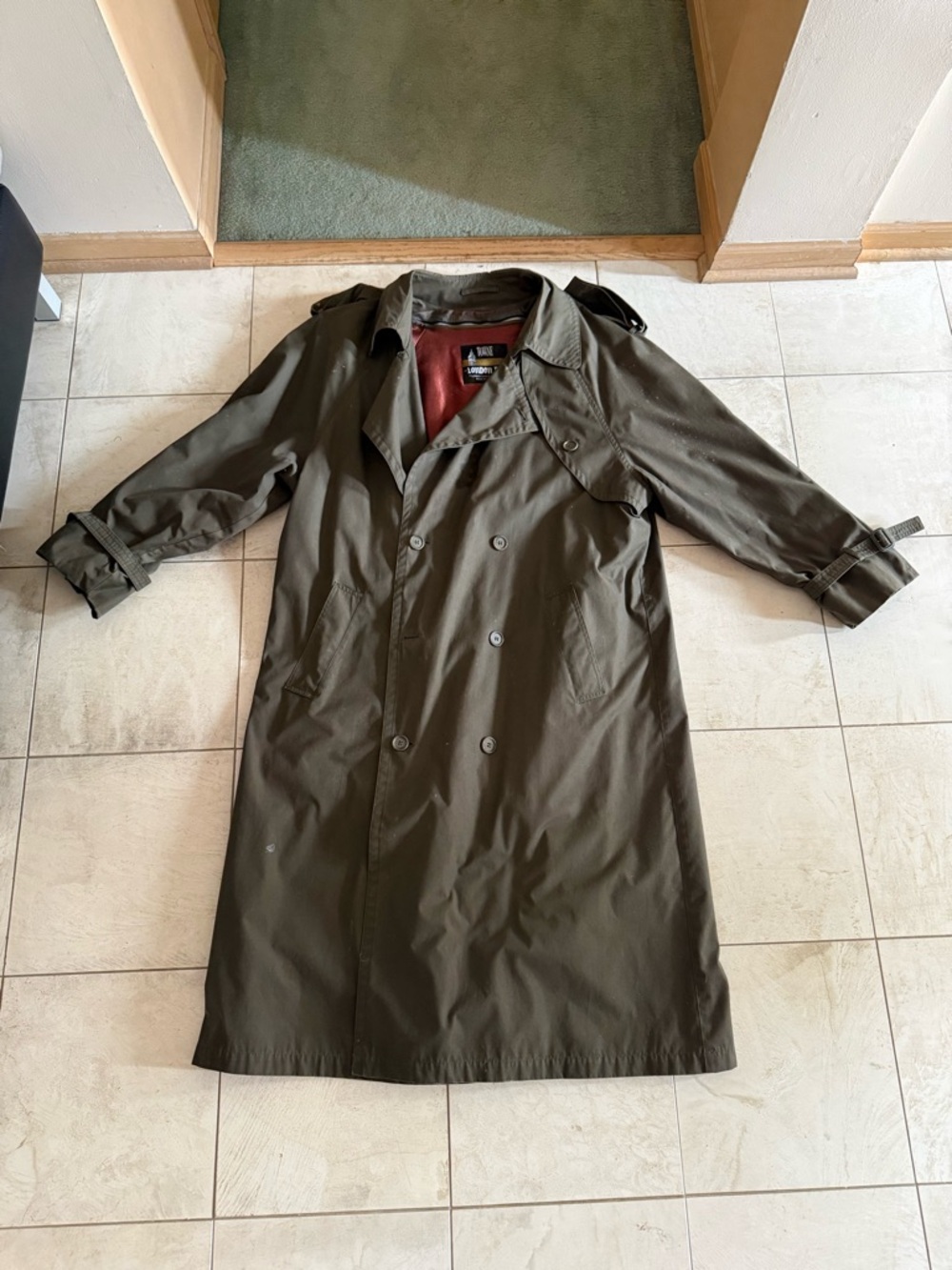 Vintage Towne by London Fog Olive Green Trench Coat Men’s 42